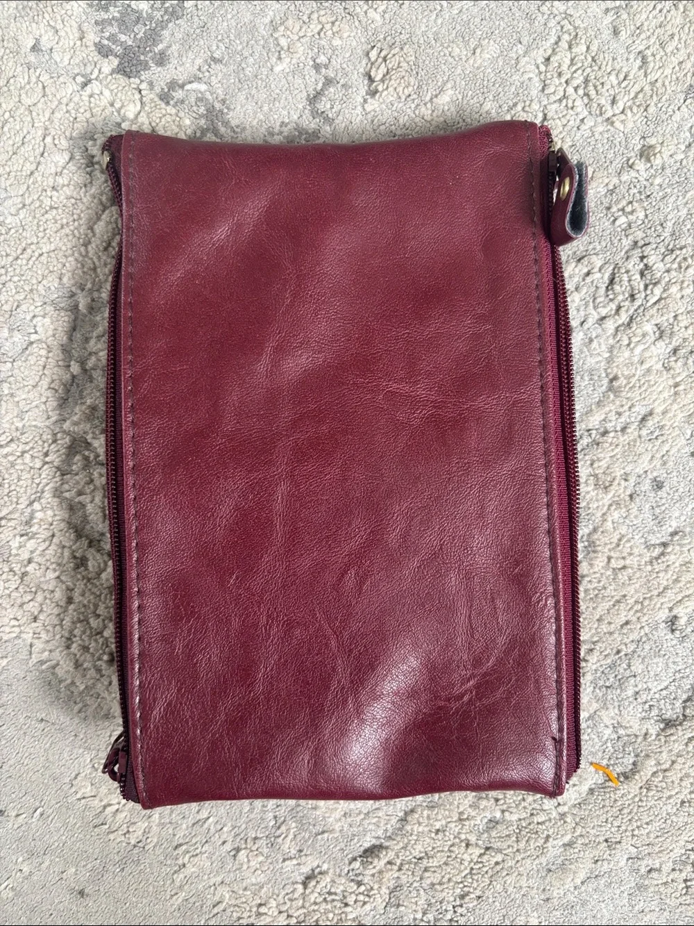 Capezio Wine Leather Crossbody Wallet with Gold Accent